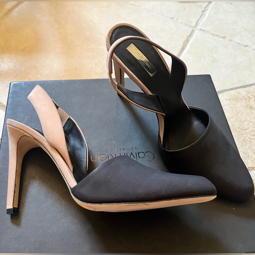 Calvin Klein Collection Color Block Slingback Heels size 37.5
